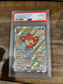 POKEMON 2023 Crown Zenith Full Art SIMISEAR Vstar #GG37 PSA 10 Gem Mint RARE 3 - Image 1