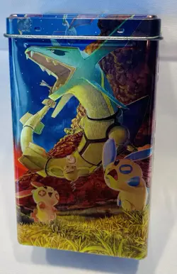 Empty Pokemon TCG Rayquaza EX Collectors Tin Plusel Minun Good Condition - Image 1