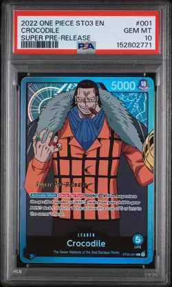 22 One Piece Prerelease St03-The Seven Warlords of the Sea Crocodile #001 PSA 10 - Image 1
