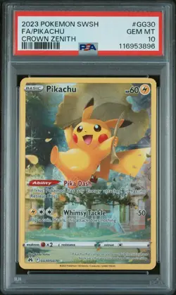 2023 POKEMON SWORD & SHIELD CROWN ZENITH #GG30 FULL ART/PIKACHU PSA 10 - Image 1