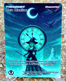 Pokemon Hex Maniac Anima Waifu Sexy Doujin ACG DIY Trainer Full Art Card Holo - Image 1