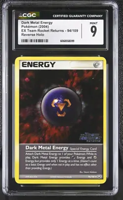 CGC 9 Dark Metal Energy EX Team Rocket Returns 94/109 Reverse Holo Pokemon Card - Image 1