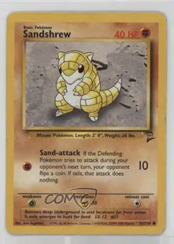 Sandshrew Pokemon Base Set 2 #91 2000 - Image 1