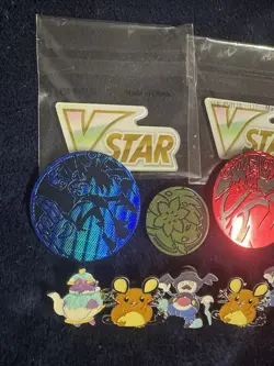 Pokemon Lot of Pins Coins and VStar Marker. Pokemon TCG Collection Collectibles - Image 2