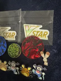 Pokemon Lot of Pins Coins and VStar Marker. Pokemon TCG Collection Collectibles - Image 3
