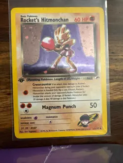 Rocket's Hitmonchan 11/132 Holo Rare Gym Heroes Pokemon 1st Edition Holo LP - Image 1