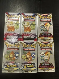 Lot of 6 Pokemon TCG Fun Packs featuring S&V Astral, Brilliant Stars SEALED - Image 1