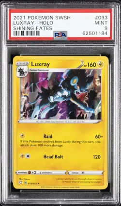 2021 POKEMON SWORD & SHIELD SHINING FATES #033 LUXRAY-HOLO PSA 9 - Image 1