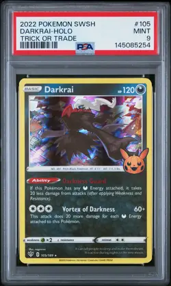 2020 POKEMON SWORD & SHIELD DARKNESS ABLAZE #105 DARKRAI-HOLO PSA 9 - Image 1