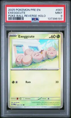 2025 POKEMON PRE EN-PRISMATIC EVOLUTIONS POKE BALL REVERSE HOLO EXEGGCUTE PSA 9 - Image 1