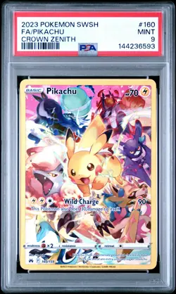 2023 POKEMON SWORD AND SHIELD CROWN ZENITH #160 FA/PIKACHU PSA 9 - Image 1