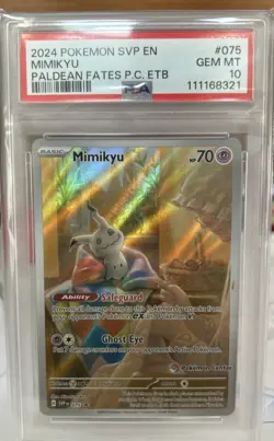 POKEMON PSA 10 Mimikyu 075 Paldean Fates Pokemon Center Promo SVP - Image 3