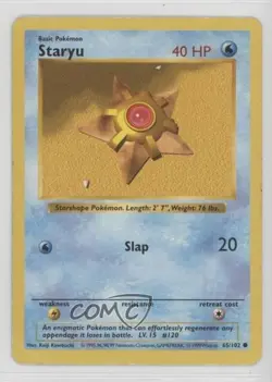 Staryu Shadowless Pokemon Base Set #65 1999 - Image 1