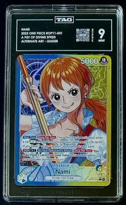TAG 9 One Piece OP11-041 L* - Nami - Alt Art - EN - Foil - Graded - Image 1
