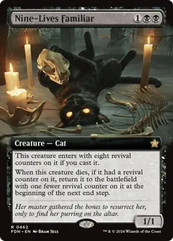 Nine-Lives Familiar *Extended Art* - FDN - NM - Magic The Gathering - MTG - Image 1