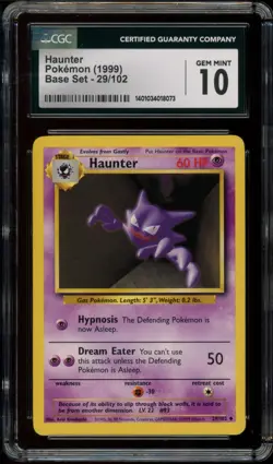 CGC 10 Gem Mint Haunter 29/102 Base Set Unlimited 1999 Pokemon - Image 1