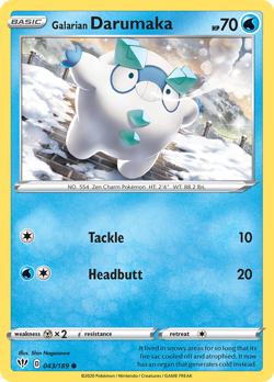 Galarian Darumaka 043/189 C Darkness Ablaze Pokemon Reverse Holo NM/M - Image 1
