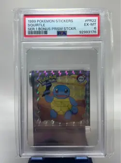 1999 POKEMON STICKERS SQUIRTLE SERIES 1 BONUS PRISM STICKER Psa 6 - Image 1