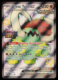 Great Tusk ex 072 Holo Paldean Fates Stamped Promo Pokemon Card - Image 1