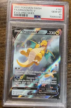 Pokemon TCG Dragonite V Evolving Skies 192/203 PSA 10 - Image 1