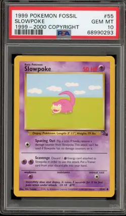 Pokemon Slowpoke 1999-2000 Copyright Fossil Unlimited #55 PSA 10 Gem Mint - Image 1