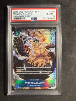 2025 ONE PIECE OP13 EN MONKEY D LUFFY TREASURE RARE PSA 10 - Image 1