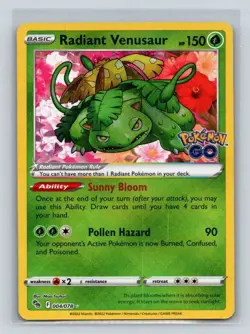Pokemon TCG Radiant Venusaur 004/078 HOLO NM Pokemon Go Card - Image 1