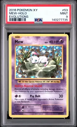 2016 POKEMON XY EVOLUTIONS #53 MEW-HOLO PSA 9 - Image 1