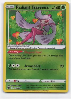 RADIANT TSAREENA 016/195 RADIANT RARE SILVER TEMPEST POKEMON - Image 2
