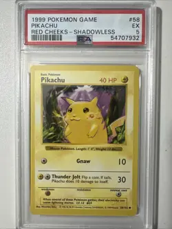 Pokemon PSA 5 Pikachu (Red Cheeks) 058/102 Base Set (Shadowless) Regular - Image 1