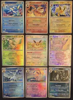 Prismatic Evolutions COMPLETE 9 Card Eeveelution Poke Ball Holo SET Pokemon TCG - Image 1