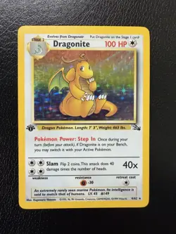 Pokemon Dragonite 4/62 Fossil 1st Edition Holo Rare 1999 MP - Image 1