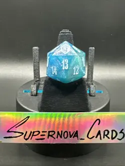 MTG Final Fantasy: "Crystal Emblem" Shinra Blue D20 Die Dice from Gift Bundle - Image 1