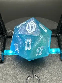 MTG Final Fantasy: "Crystal Emblem" Shinra Blue D20 Die Dice from Gift Bundle - Image 2