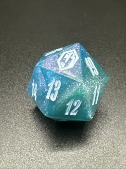 MTG Final Fantasy: "Crystal Emblem" Shinra Blue D20 Die Dice from Gift Bundle - Image 3