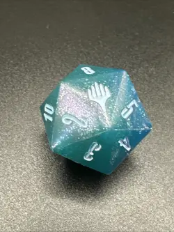 MTG Final Fantasy: "Crystal Emblem" Shinra Blue D20 Die Dice from Gift Bundle - Image 4
