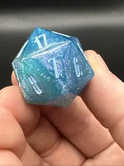 MTG Final Fantasy: "Crystal Emblem" Shinra Blue D20 Die Dice from Gift Bundle - Image 5