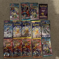 14 Sealed Pokemon TCG Booster Packs Bundle - Mixed English Japanese - Image 1