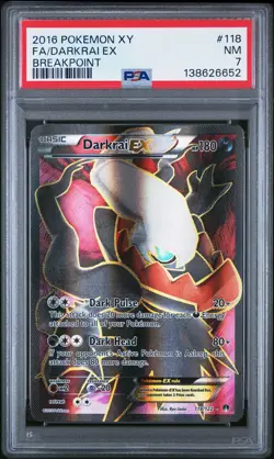 2016 POKEMON XY BREAKPOINT #118 FULL ART/DARKRAI EX PSA 7 - Image 1