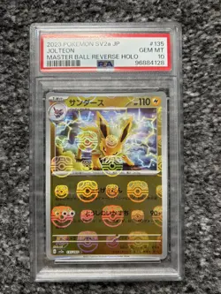 PSA Gem Mint 10 Jolteon 135/165 Master Ball Reverse Holo Japanese 151 Pokemon - Image 1
