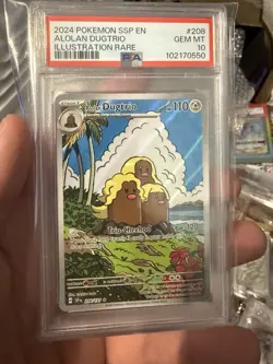 2024 POKEMON SSP EN-SURGING SPARKS ILLUSTRATION RARE #208 ALOLAN DUGTRIO PSA 10 - Image 1