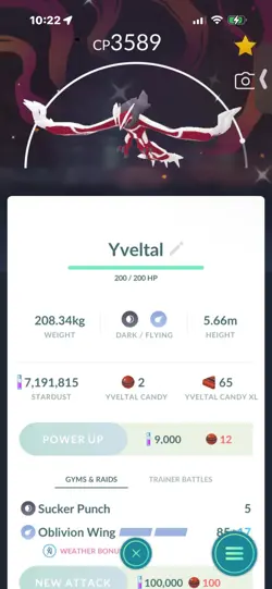 Pokemon Go Shiny Legendary Yveltal ( Background) - Image 1