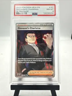 2023 POKEMON MEW EN-151 ULTRA RARE #197 GIOVANNI'S CHARISMA PSA 8 - Image 1