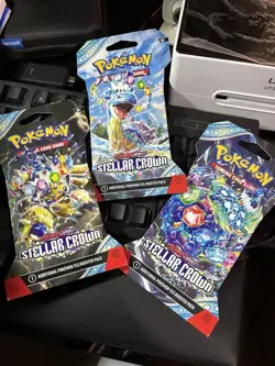 Pokemon TCG Scarlet & Violet Stellar Crown Lot Of 3 Booster Packs Sealed - Image 1
