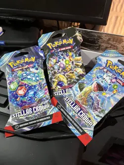 Pokemon TCG Scarlet & Violet Stellar Crown Lot Of 3 Booster Packs Sealed - Image 4