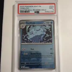 Pokemon Vanillish Master Ball Pattern Holo PSA 9 028/086 Sv: White Flare 2025 - Image 1
