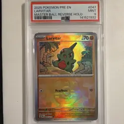 Pokemon Larvitar Master Ball Pattern Holo PSA 9 047/131 Prismatic Evolutions 20… - Image 1