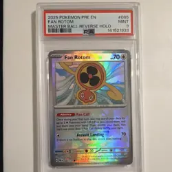 Pokemon Fan Rotom Master Ball Pattern Holo PSA 9 085/131 Prismatic Evolutions 2… - Image 1