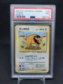 1998 Tauros #128 Japanese Vending Series 3 PSA 9 MINT Pokemon TCG - Image 1