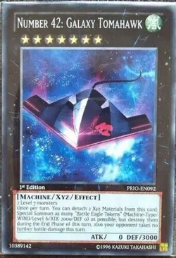 YUGIOH 3x Number 42: Galaxy Tomahawk PRIO-EN092 1st edition Near-Mint NM - Image 1